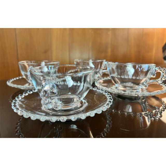 Vintage Imperial Candlewick Cup and Saucer - Set of 4 For Sale - Image 4 of 10