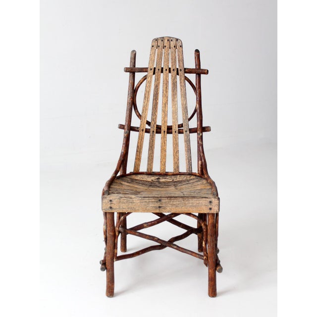 Vintage Amish Twig Furniture Set Bentwood Chair, Coffee Table, and End Table For Sale - Image 4 of 18