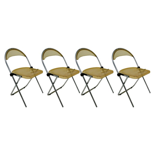 Acrylic Glass Chairs, 1970s, Set of 4 For Sale