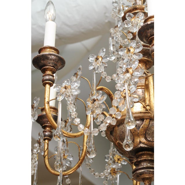 1930s Genovese Two-Tone Giltwood & Crystal Chandelier, Italy For Sale - Image 12 of 17