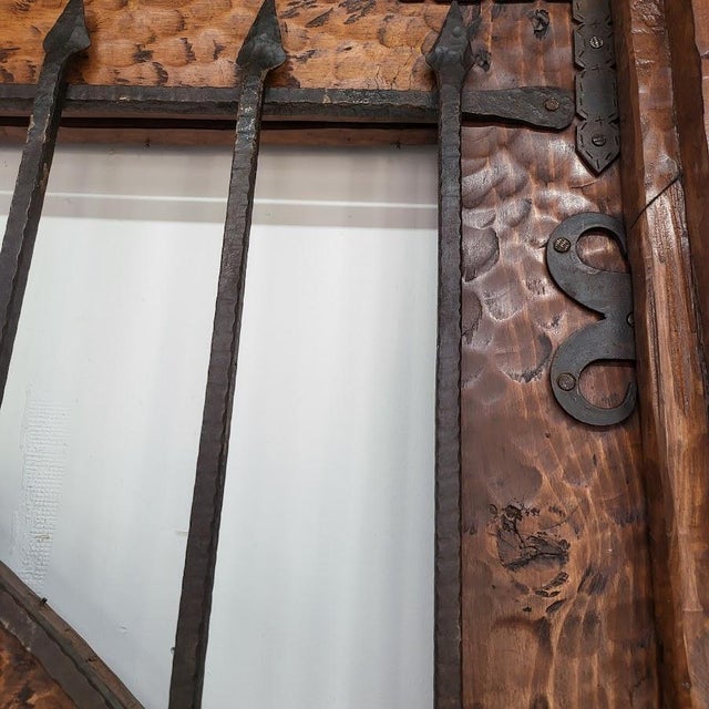 Brown Handcrafted Solid Wood Rustic Exterior Double Door – Custom Mexican Design Made to Order For Sale - Image 8 of 15