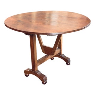 19th Century French Oak Wine Table With Tilt Top For Sale