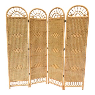 Vintage Coastal Nantucket Wicker Screen For Sale