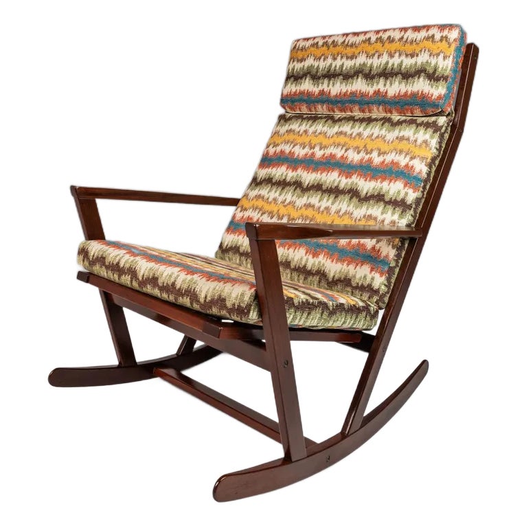 Danish Mid-Century Modern Sculptural Rocking Chair in Mahogany & New ...