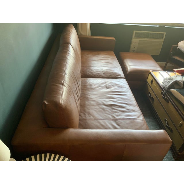 Arhaus Leather Sofa & Ottoman Chairish
