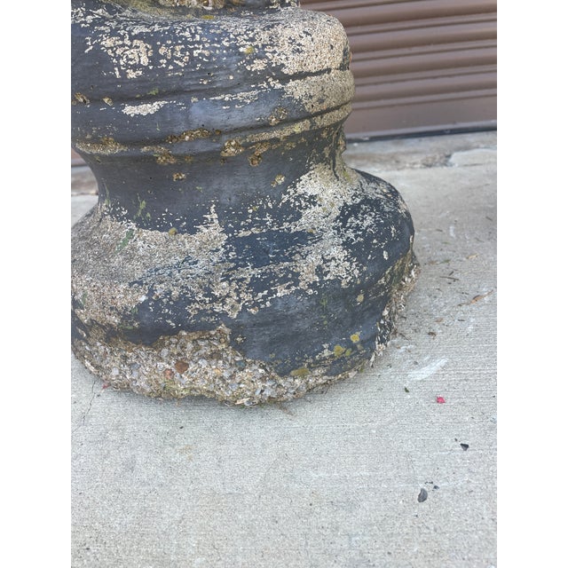 1940s Pair of Grand 39" Tall Neoclassical Cast Stone Putti Figure Planters With Mossy Patina For Sale - Image 12 of 14