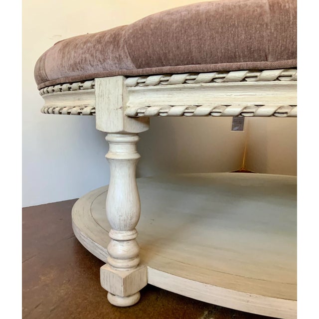 Transitional A.r.t. Transitional Mauve Velvet Tufted Ottoman For Sale - Image 3 of 4