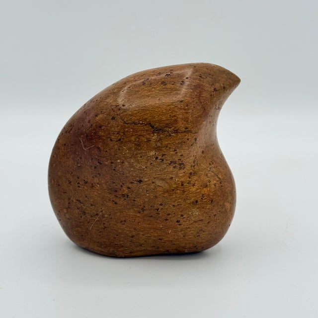 Orange Organic Modern Biomorphic Stone Bird Signed Sculpture, 4” For Sale - Image 8 of 8