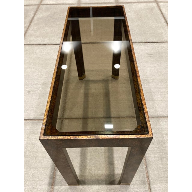 Brass Mid-Century Modern Henredon Faux Tortoise Shell Parsons Console Table For Sale - Image 8 of 13