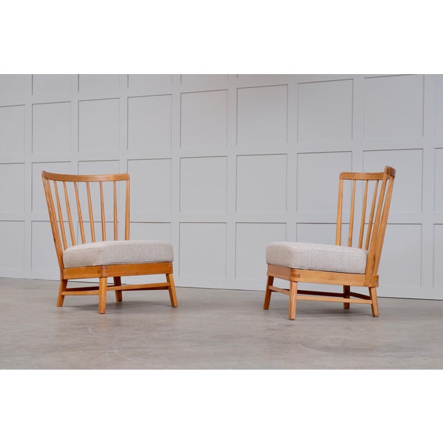 Set of Scandinavian Modern Pine Lounge Chairs, 1950s For Sale - Image 11 of 14