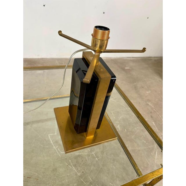 Brass and Glass Table Lamp Base, Italy, 1980s For Sale - Image 3 of 9