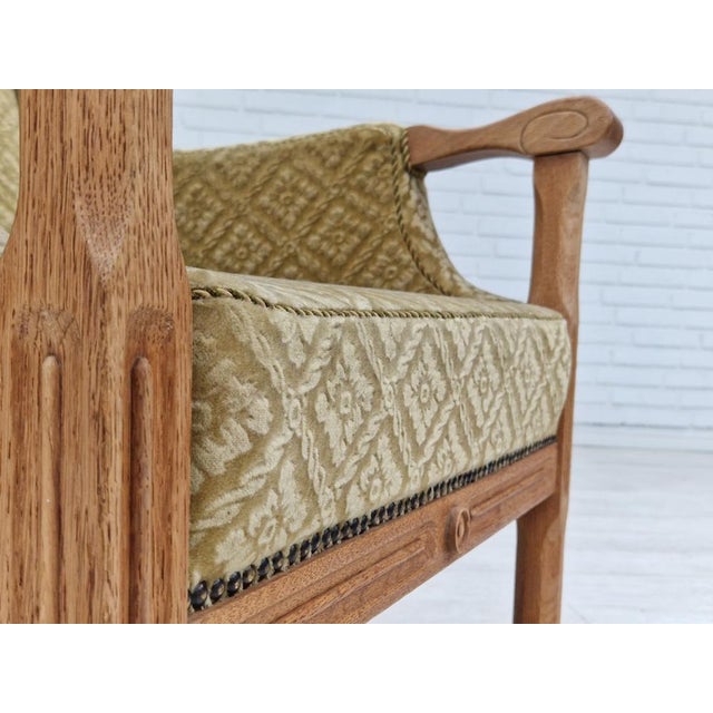 1960s Vintage Danish Highback Armchair in Fabric and Oak, 1960s For Sale - Image 5 of 18