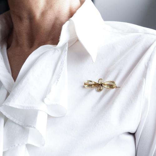 Antique 12 Karat Gold Quatrefoil Brooch with Citrine, 19th Century For Sale - Image 11 of 18