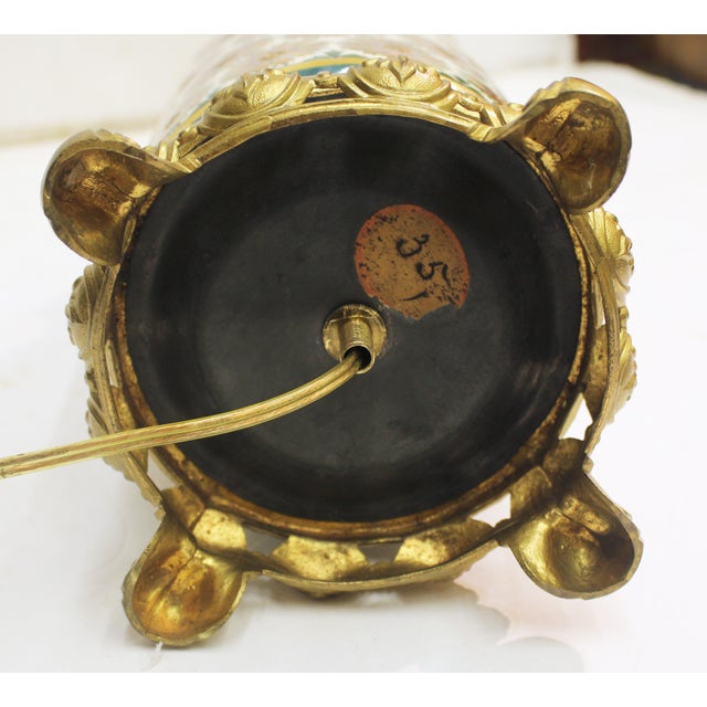 Late 19th Century Late 19th Century Hungarian Porcelain Oil Lamp Mounted as an Electric Table Lamp For Sale - Image 5 of 8