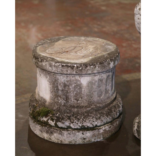 Mid Century French Cast Stone Eagle Garden Sculpture on Pedestal For Sale - Image 9 of 10