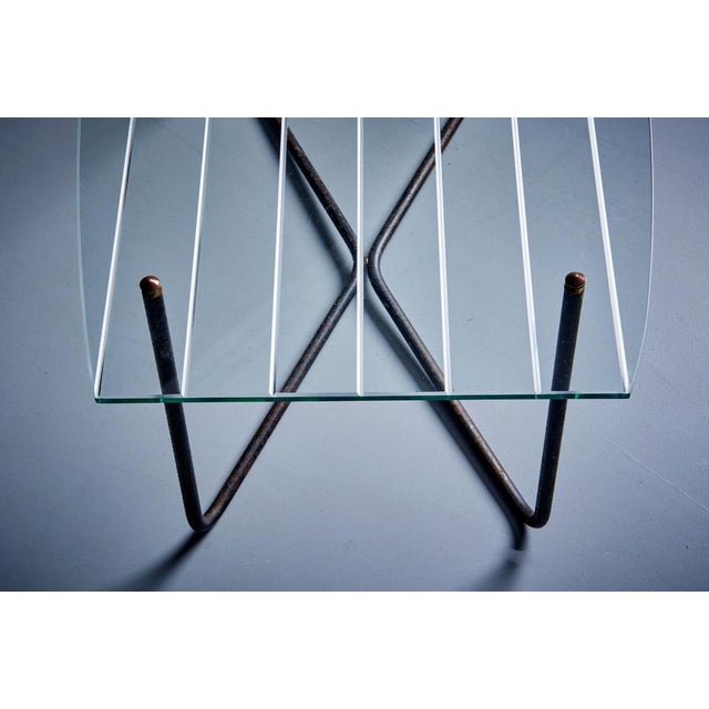 French Coffee Table in Glass and Iron by Jacques Hitier, 1950s For Sale - Image 3 of 11