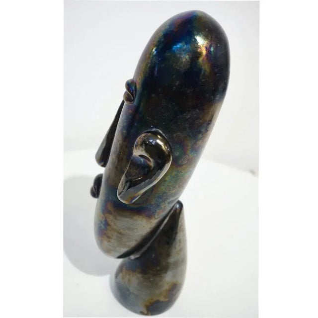 Modern Italian Modernist Black Iridescent Murano Glass Sculpture For Sale - Image 3 of 9