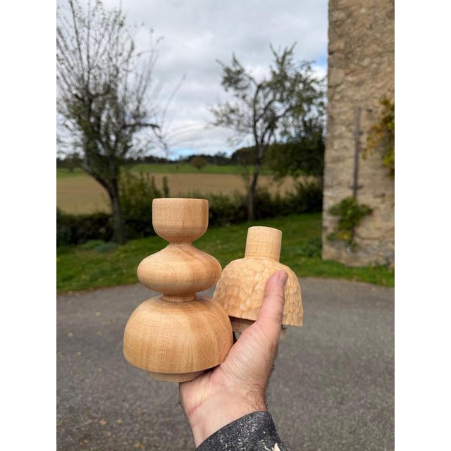 Beech Candlestick 7 by Romain Des Bois For Sale - Image 4 of 11