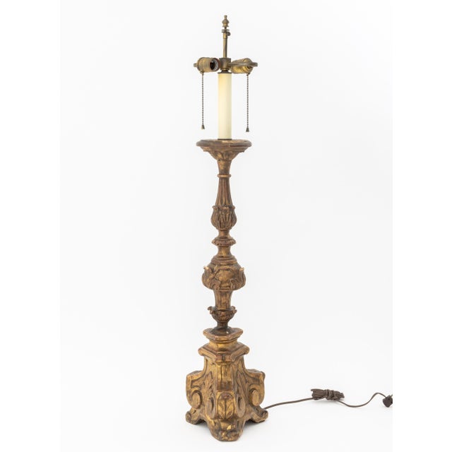 Baroque Italian Baroque Revival Giltwood Table Lamps, Pair For Sale - Image 3 of 8