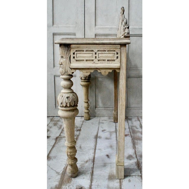 Antique Bleached Oak Green Man Hall Table, 1880s For Sale - Image 10 of 13