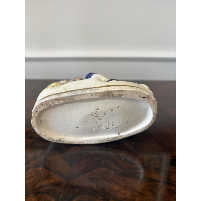 Blue Antique Victorian Staffordshire Flatback Figure, 1860 For Sale - Image 8 of 9