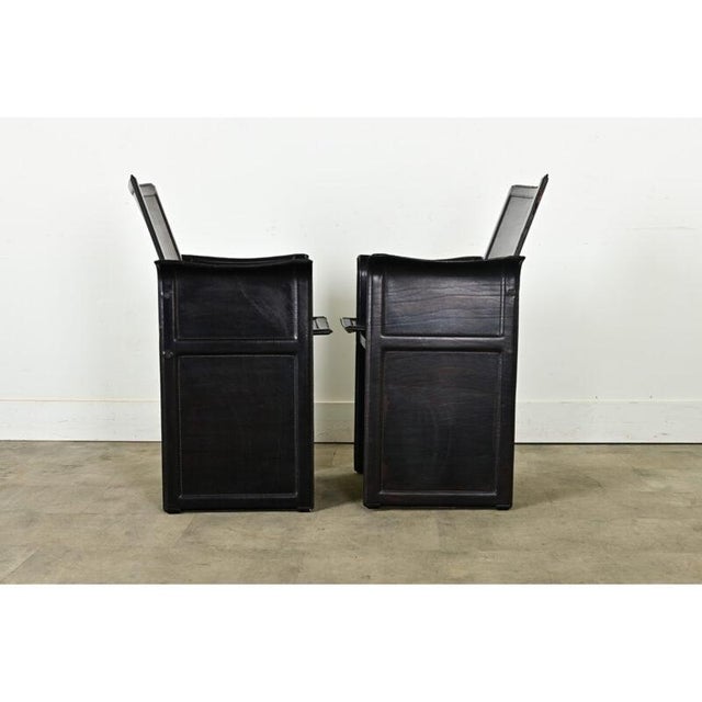 Vintage Italian Matteo Grassi Leather Armchairs - A Pair For Sale - Image 12 of 12