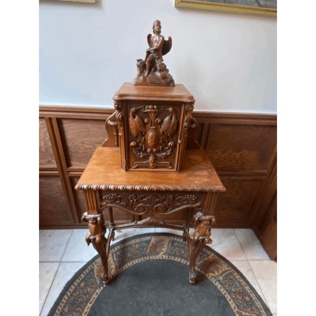 51” tall 23” wide 14” deep Condition: sturdy and good working, wood on top of the table needs some TLC as shown on the...