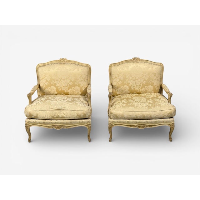 Maison Jansen, Louis XVI Armchairs, Giltwood, Fabric, France, 20th C. For Sale - Image 10 of 14