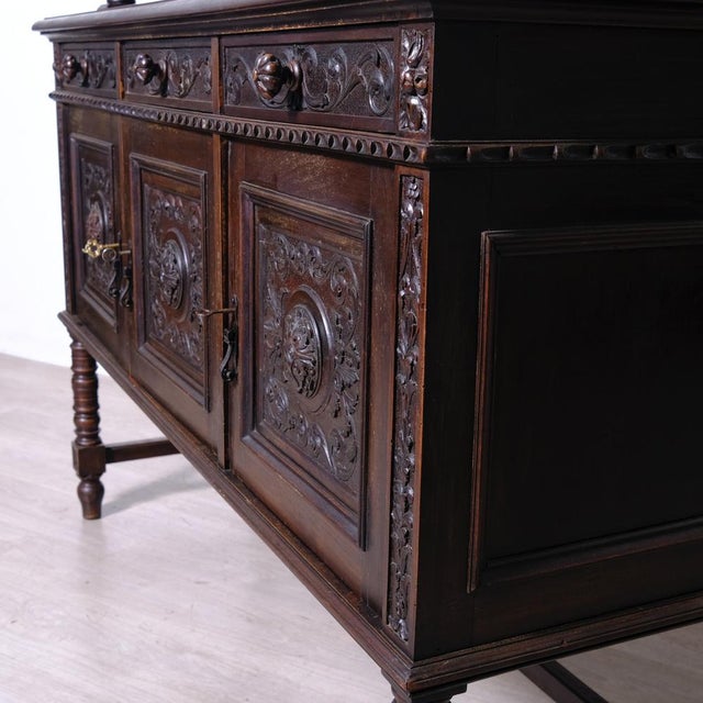 Early 20th Century Renaissance Carved Wooden Sideboard, 1920s For Sale - Image 3 of 16