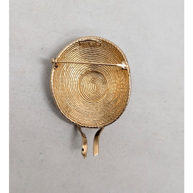 Metal Vintage Signed Napier Goldtone "Daughter" Bonnet Brooch For Sale - Image 7 of 8