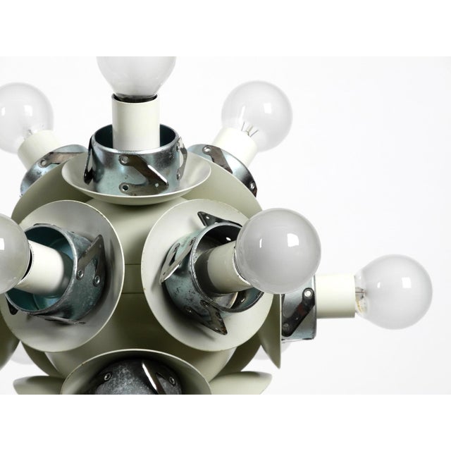 Space Age Atomic Metal Ceiling Lamp with 12 Glass Spheres in Light Gray from Kaiser Leuchten For Sale - Image 11 of 13