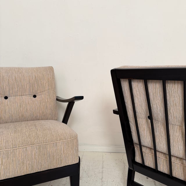 Wood Mid-Century Modern Lounge Chairs with Black Wooden Frame, 1950s, Set of 2 For Sale - Image 7 of 18