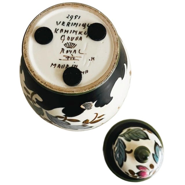 Ceramic Mid-Century Verinique Lidded Vase from Royal Gouda, South Holland For Sale - Image 7 of 9