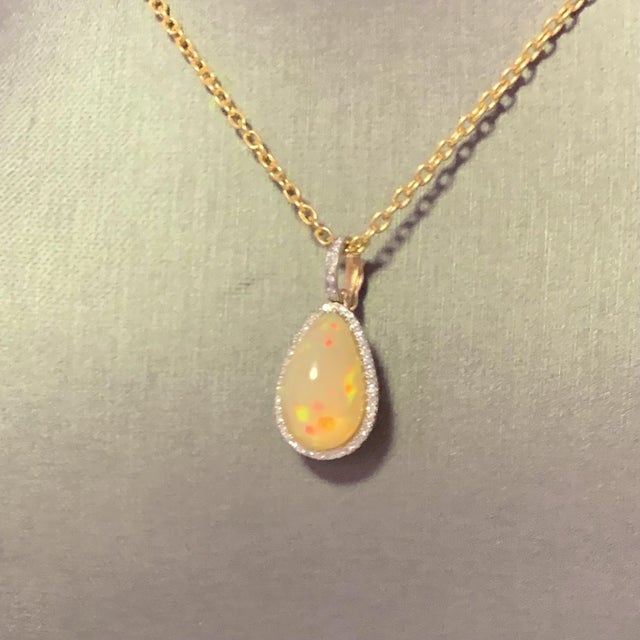 Natural Finely Faceted Quality Ethiopian Opal Diamond Pendant Necklace 17" 9.23 TCW Certified $5,950 114431 This is a...
