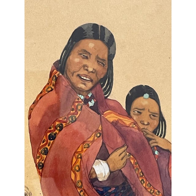 Léa Lafugie, Tibetan Woman and Child, 1920s, Gouache For Sale - Image 4 of 9