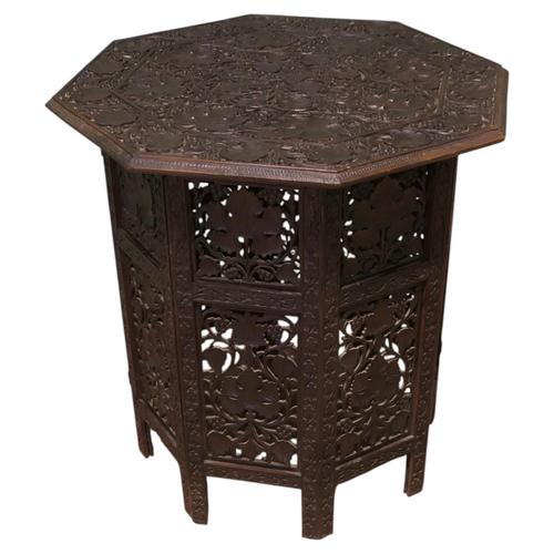 Wood Mediterranean Collapsable Carved Occasional Table, 1950 For Sale - Image 7 of 7