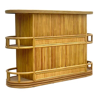 Late 20th Century Vintage Coastal Rattan Tiki Dry Bar For Sale