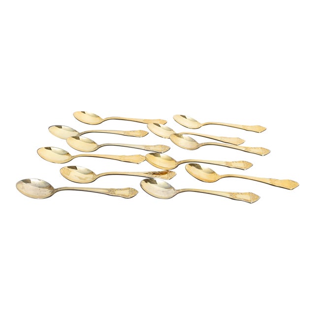 Gilt SilverPlate Swedish Demitasse Spoons -Set of 12 For Sale