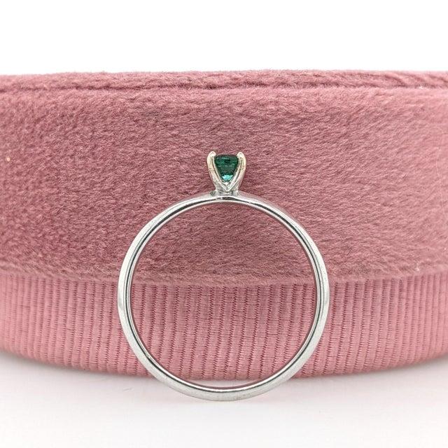 Metal Emerald Ring in Solid 14k Gold | Round 4mm | Solitaire Ring | May Birthstone For Sale - Image 7 of 7