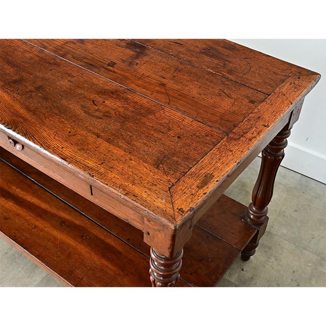 French 19th Century Solid Oak Drapery Table For Sale - Image 4 of 12