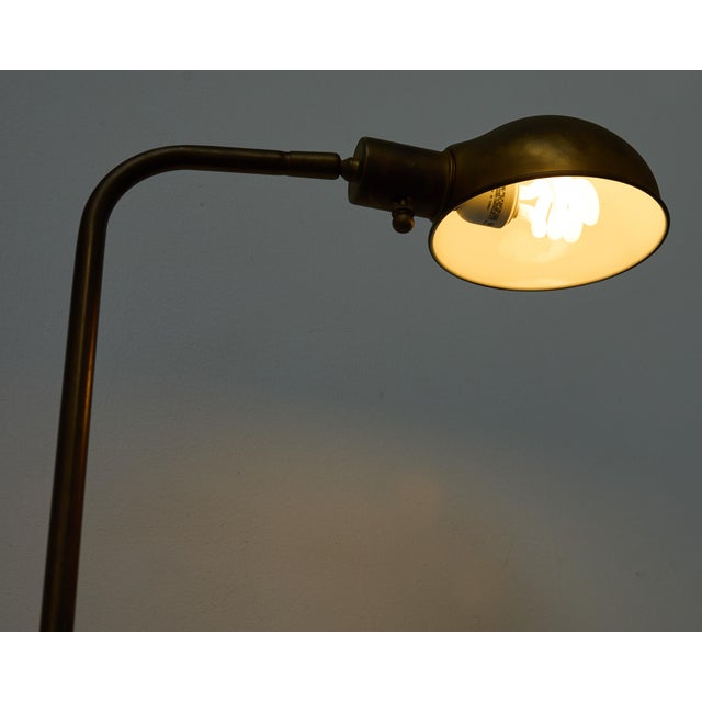 Midcentury Patinated Brass Adjustable Pharmacy Floor Lamp For Sale - Image 13 of 18
