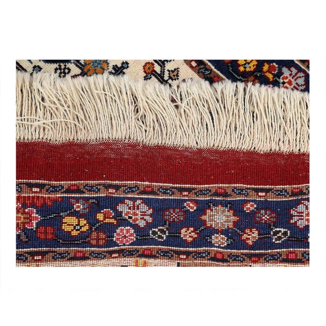 Traditional Ivory Color Hand Knotted Persian Shiraz Rug For Sale - Image 3 of 5