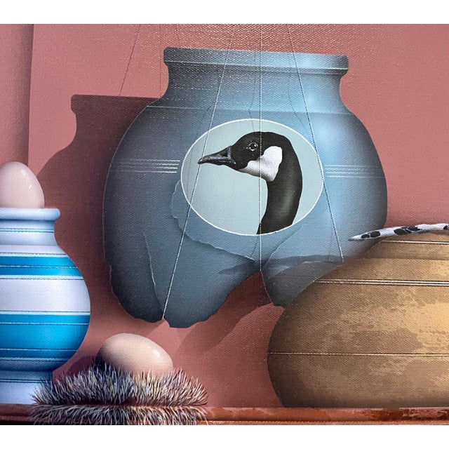 Provenance: Madison Gallery (Madison Connecticut) bears their label verso. Hunting and fishing cabin themed artwork in a...