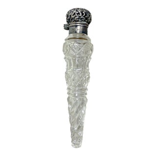 Antique 19th Century Unger Brothers Sterling Silver Cut Crystal Perfume Bottle For Sale