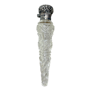 Antique 19th Century Unger Brothers Sterling Silver Cut Crystal Perfume Bottle