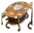 French Louis XV Oval Coffee Table With Floral Medallion, Gilded Ornaments & Curved Wood Legs For Sale