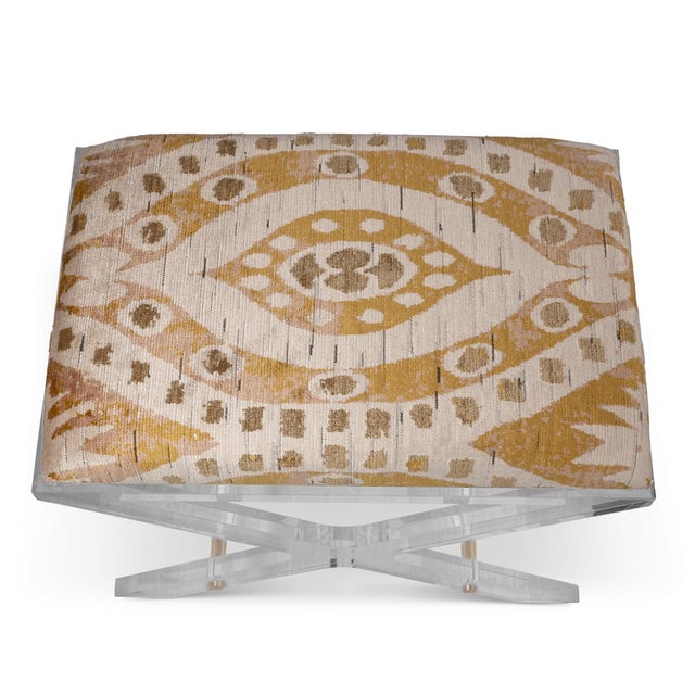 Port 68 Delano Gold Salazar Lucite X-Bench For Sale - Image 4 of 5