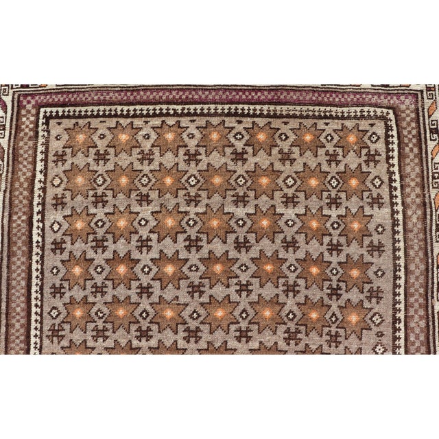 Antique Baluch Tribal Rug With Allover Geometric Diamond Design on a Grey Ground 4'4 X 8'1 For Sale - Image 9 of 11