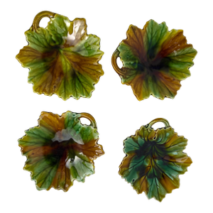 Set of 4 Antique Villeroy & Boch Majolica Leaf Dishes
