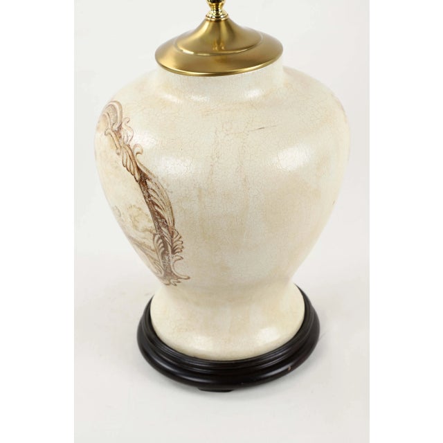 Vintage White Crackle Glaze Temple Jar Lamp For Sale - Image 4 of 9